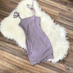 LAVENDER RIBBED MINI DRESS